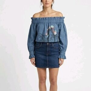 Disney Parks Princess Ariel Womens Top Off the Shoulder SM Peasant Blue